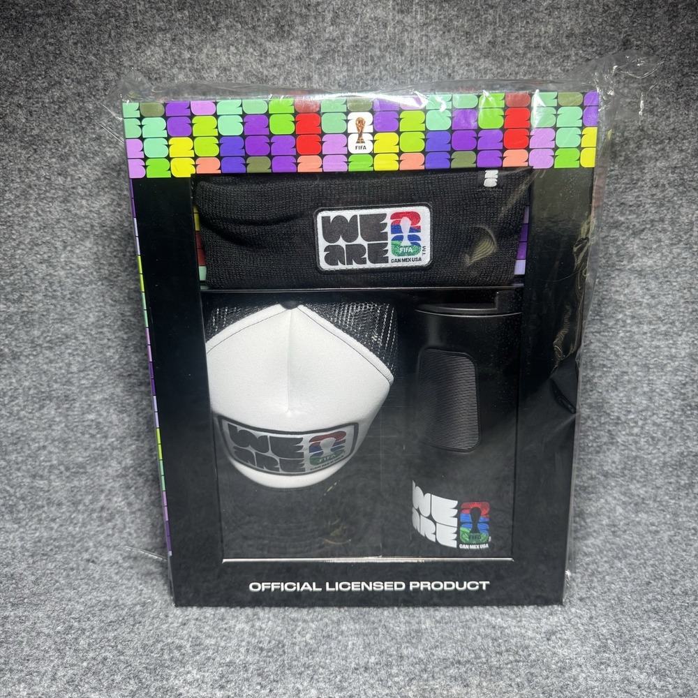 FIFA World Cup 2026 Trucker Hat, Beanie & Water Bottle 3-Piece Gift Set NEW SEAL
